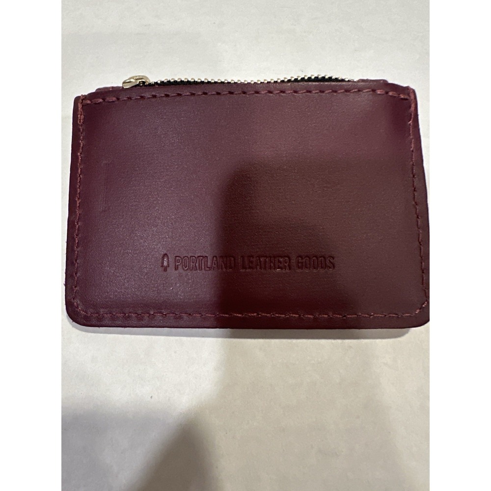 Portland Leather Goods Small Zip Wallet Burgundy New Tags